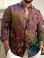 cheap Men&#039;s Floral Shirts-Men&#039;s Shirt Floral Graphic Prints Vintage Turndown Yellow Blue Purple Green Gray Outdoor Street Long Sleeve Print Clothing Apparel Fashion Streetwear Designer Casual