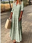 olcso Mintás ruhák-Női hétköznapi ruha Virágos Mértani Nyomtatott V-alakú Maxi hosszú ruha Alkalmi Randi Vakáció Háromnegyedes Nyár Tavasz