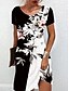 cheap Print Dresses-Women&#039;s Shift Dress Mid-Length Short Sleeve Floral Fake Two-Piece Set 2023 Spring And Summer Crewneck Casual Weekend