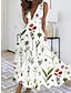 cheap Print Dresses-Women&#039;s Casual Dress A Line Dress Floral Print V Neck Maxi long Dress Casual Daily Date Sleeveless Summer Spring