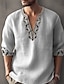 cheap Men&#039;s Linen Shirts-Men&#039;s Linen Shirt Casual Shirt Summer Shirt Beach Shirt White Pink Blue Long Sleeve Striped Lapel Spring &amp; Summer Hawaiian Holiday Clothing Apparel Print