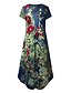 baratos Vestidos Estampados-vestido longo feminino vestido maxi verde azul cinza azul escuro manga curta estampa floral primavera verão gola redonda casual 2023 s m l xl xxl xxxl