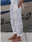 cheap Graphic Bottoms-Women&#039;s Linen Pants Baggy Pants Linen Cotton Blend Side Pockets Print Full Length White Summer