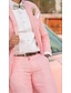 olcso Vászonruhák-rózsaszín férfi vászonruhák tengerparti esküvő 2 részes egyszínű szabott szabás egymellű kétgombos 2024