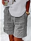 cheap Women&#039;s Shorts-Women&#039;s Linen Pants Faux Linen Striped Grey Fashion High Waist Short Street Vacation