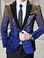 cheap Tuxedo Suits-Black Blue Purple Men&#039;s Prom Disco Tuxedos Party Dinner 2 Piece Shawl Collar Printing Standard Fit Single Breasted One-button 2023