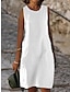 Χαμηλού Κόστους σχέδιο βαμβακερά &amp; λινά φορέματα-Γυναικεία Καθημερινό φόρεμα Βαμβακερό καλοκαιρινό φόρεμα Λευκό βαμβακερό φόρεμα Μίντι φόρεμα Λινό Τσέπη Βασικό Κλασσικό Καθημερινά Διακοπές Λαιμόκοψη U Αμάνικο Καλοκαίρι Άνοιξη Φθινόπωρο