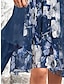 abordables Ensembles de robes imprimés-Femme Ensemble Robe Deux Pièces Robe casual Robe de Mousseline Robe imprimée Extérieur du quotidien Mode Moderne Imprimer Robe mi-longue Col V Demi Manches Floral Standard Bleu Eté Printemps S M L XL