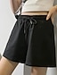 cheap Women&#039;s Shorts-Women&#039;s Wide Leg Shorts Polyester Short Black
