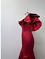 Χαμηλού Κόστους Βραδινά Φορέματα-γοργόνα μαύρο φόρεμα βραδινό φόρεμα κορσέδες επίσημο φόρεμα καλεσμένων γάμου στο πάτωμα αμάνικο ταφτά στον έναν ώμο με βολάν λουλούδι ώμου 2024