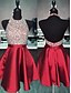 cheap Homecoming Dresses-A-Line Homecoming Dresses Sparkle &amp; Shine Dress Party Wear Short / Mini Sleeveless Halter Satin Backless with Pleats Sequin 2023