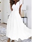 Χαμηλού Κόστους απλά φορέματα-Γυναικεία Μακρύ φόρεμα Λευκό φόρεμα Καθημερινό φόρεμα Φορέματα σιφόν Μονόχρωμες Καθημερινό Ωριμος ΕΞΩΤΕΡΙΚΟΥ ΧΩΡΟΥ Καθημερινά Ημερομηνία Σουρωτά Κοντομάνικο Λαιμόκοψη V Φόρεμα Κανονικό