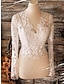 cheap Wedding Dresses-Bridal Shower Open Back Wedding Dresses Separates V Neck Long Sleeve Separates Lace Bridal Tops Bridal Gowns With Bow(s) Appliques 2024