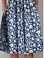 cheap Print Dresses-Women&#039;s Casual Dress Midi Dress Blue Short Sleeve Floral Ruched Summer Spring Crew Neck Vacation 2023 S M L XL XXL 3XL