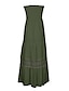cheap Plain Dresses-Women&#039;s Long Dress Maxi Dress Casual Dress Sheath Dress Swing Dress Pure Color Streetwear Casual Outdoor Holiday Date Ruched Patchwork Sleeveless Strapless Dress Slim Black White Yellow Summer Spring