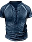voordelige Casual T-shirts voor heren-Voor heren T-shirt Wafel Henley-shirt Effen Henley Straat Vakantie Korte Mouw Veters Kleding Modieus Ontwerper Basic