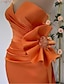 Χαμηλού Κόστους Βραδινά Φορέματα-Τρομπέτα / Γοργόνα Βραδινά φορέματα Λουλουδάτο Φόρεμα Μασκάρεμα Χοροεσπερίδα Ουρά Αμάνικο Στράπλες Σατέν με Φόρεμα 2024