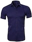 رخيصةأون قمصان رجالية-رجالي قميص قميص رسمي أسود أبيض أزرق البحرية كم قصير Lapel الصيف زفاف المكتب &amp; الوظيفة ملابس