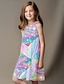 cheap Girl&#039;s 3D Dresses-Kids Little Girls&#039; tank Dress rainbow Color Graphic A Line Dress Daily Holiday Vacation Print Purple Above Knee Sleeveless Casual Cute Sweet Dresses Spring Summer Regular Fit 3-10 Years