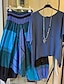 preiswerte Zweiteilige Anzüge für Damen-Damen Hemd Hosen-Sets Plaid Bedruckt Casual Strassenmode Kurzarm Rundhalsausschnitt Gelb Herbst Winter
