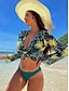 cheap Cover Up-Women&#039;s Swimwear Bikini Cover Up Normal Swimsuit 3-Piece Printing Floral Green Bathing Suits Sports Beach Wear Summer