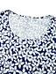 رخيصةأون فساتين منقوشة-نسائي لباس غير رسمي فستان ميدي أزرق كم قصير ورد مكشكش الربيع الصيف رقبة عالية مدورة أساسي 2023 S M L XL XXL 3XL