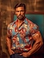 preiswerte Vintage hawaiianische Herrenhemden-Herren Hemd Knopfhemd Lässiges Hemd Sommerhemd Strandhemd Blau Kurze Ärmel Blumen Grafik-Drucke Umlegekragen Outdoor Ausgehen Bedruckt Bekleidung Strassenmode Stilvoll Brautkleider schlicht Hawaiihemd