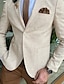 cheap Blazer&amp;Jacket-Men&#039;s Linen Blazer Beach Wedding Casual Tailored Fit Solid Colored Single Breasted One-button khaki 2024