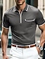 cheap Zip Polo Shirt-Men&#039;s Zip Polo Golf Shirt Casual Holiday Lapel Quarter Zip Short Sleeve Fashion Basic Plain Quarter Zip Summer Regular Fit Black Blue Orange Green Gray Zip Polo