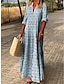 cheap Print Dresses-Women&#039;s Casual Dress Ditsy Floral Print V Neck Maxi long Dress Date Vacation 3/4 Length Sleeve Summer Spring