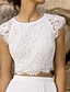 cheap Wedding Dresses-Beach Boho Wedding Dresses Separates Scoop Neck Sleeveless Separates Lace Bridal Tops Bridal Gowns With Appliques Solid Color 2024