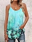 ieftine Bluze &amp; Camisole Damă-Pentru femei Bluză Floral Casual Concediu Imprimeu Roz Îmbujorat Fără manșon De Bază În U