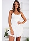 tanie proste sukienki-Damskie Biała sukienka Codzienne sukienki Sukienka na ramiączkach Sukienka mini Biały Bez rękawów Czyste kolory Falbana Lato Wiosna Cienkie ramiączka Moda Urlop 2023 S M L XL
