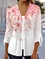 cheap Women&#039;s Blouses &amp; Shirts-Women&#039;s Shirt Blouse Floral Casual Holiday Print Pink 3/4 Length Sleeve Basic Square Neck