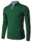 abordables polo clásico-Hombre Polo Camiseta de golf Casual Festivos Escote Chino Manga Larga Básico Plano Básico Verano Primavera Negro Blanco Verde Gris Polo