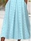cheap Plain Dresses-Women&#039;s Casual Dress Midi Dress Button Pocket Daily Vacation Fashion Modern Split Neck Short Sleeve Light Blue Color