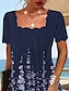 cheap Print Dresses-Women&#039;s Floral Print Square Neck Mini Dress Daily Short Sleeve Summer Spring
