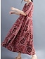 Χαμηλού Κόστους Print Φορέματα-Γυναικεία Μακρύ Φόρεμα Μάξι Φόρεμα Καθημερινό φόρεμα Έθνικ Φόρεμα Φόρεμα ριχτό από τη μέση και κάτω Φυλής Ρετρό Βίντατζ Καθημερινά Αργίες Διακοπές Τσέπη Στάμπα Μισό μανίκι Στρογγυλή Ψηλή Λαιμόκοψη