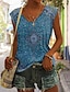 ieftine Bluze &amp; Camisole Damă-Pentru femei Bluză Grafic Epocă Έθνικ Casual Imprimeu Roșu-aprins Fără manșon De Bază În V