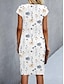 cheap Print Dresses-Women&#039;s Floral Ruched Crew Neck Midi Dress Daily Short Sleeve Summer Spring