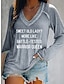 cheap Women&#039;s T-shirts-Women&#039;s T shirt Tee Text Print Daily Weekend Basic Long Sleeve V Neck Gray Fall &amp; Winter