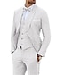 olcso Vászonruhák-világoskék fekete fehér férfi esküvői lenvászon öltönyök 3 részes egyszínű szabott szabású egysoros kétgombos 2024