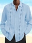 preiswerte Herren Hawaiihemd-Herren Knopfhemd Lässiges Hemd Sommerhemd Strandhemd Weiß Rosa Blau Langarm Grafik-Drucke Kargen Frühling Sommer Casual Täglich Bekleidung Bedruckt