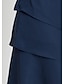 preiswerte abendkleider-Damen abendkleider Etuikleid Rüschen Layer-Look Rundhalsausschnitt Kurzarm Midikleid Urlaub Strand Marineblau Sommer Frühling