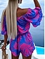 cheap Women&#039;s Rompers-Women&#039;s Romper Ruffle Print Floral Off Shoulder Streetwear Street Daily Regular Fit Half Sleeve Red Blue Light Blue S M L Summer Waist Tie