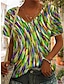 olcso Női pólók-Női Póló Grafika Nyomtatott Napi Hétvége Alap Rövid ujjú V-alakú Rubin