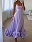Χαμηλού Κόστους Φορέματα NYE-Γραμμή Α Φορέματα για πάρτι Σε επίπεδα Φόρεμα Επισκέπτης γάμου Καλωσόρισμα Κάτω από το γόνατο Αμάνικο Λεπτές Τιράντες Polyester με Κρόσσι 2024
