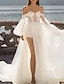 cheap Wedding Dresses-Beach Wedding Dresses A-Line Off Shoulder Long Sleeve Court Train Lace Bridal Gowns With Appliques Split Front 2024