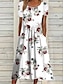 abordables Robes à motifs-Femme Floral Poche Imprimer Col Ras du Cou Robe mi-longue du quotidien Rendez-vous Manche Courte Eté Printemps