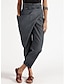 Χαμηλού Κόστους Γυναικεία Μπλουζάκια και Παντελόνια Ύπνου-γυναικεία βαμβακερά σαλονάκια παντελόνι ψηλόμεση ακανόνιστο κορδόνι cropped παντελόνι συμπαγής μόδα απλό casual βαμβακερό που αναπνέει με τσέπες στο ένα πλάι καλοκαιρινή άνοιξη μαύρο navy blue